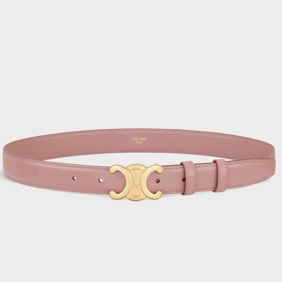 Celine Medium Triomphe Belt 25MM in Pink Calfskin