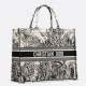 Dior Large Book Tote Bag In Toile de Jouy Carnivora Motif