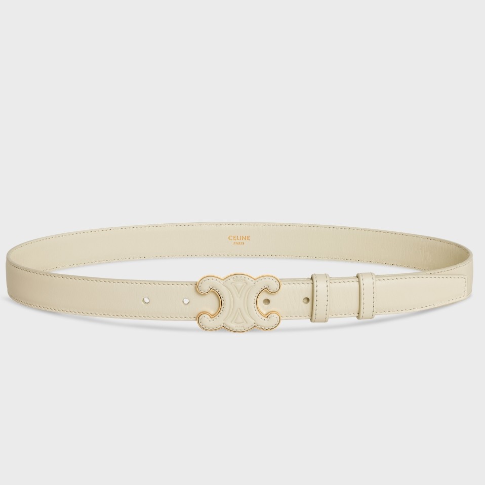 Celine Medium Cuir Triomphe Belt 25MM in White Calfskin