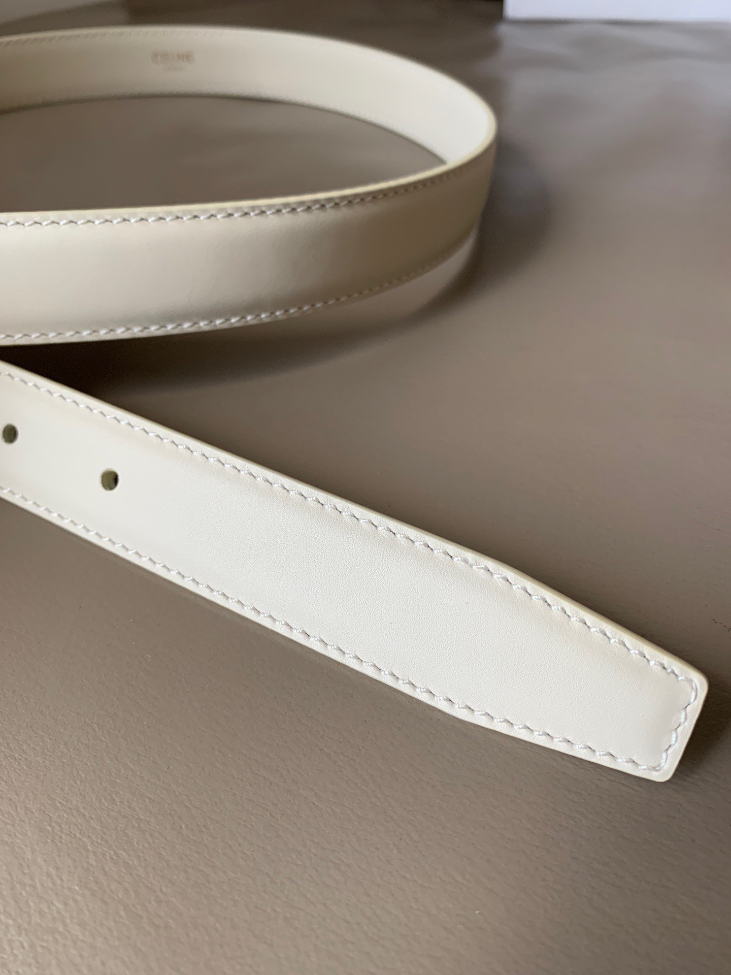 Celine Medium Cuir Triomphe Belt 25MM in White Calfskin