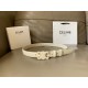 Celine Medium Cuir Triomphe Belt 25MM in White Calfskin