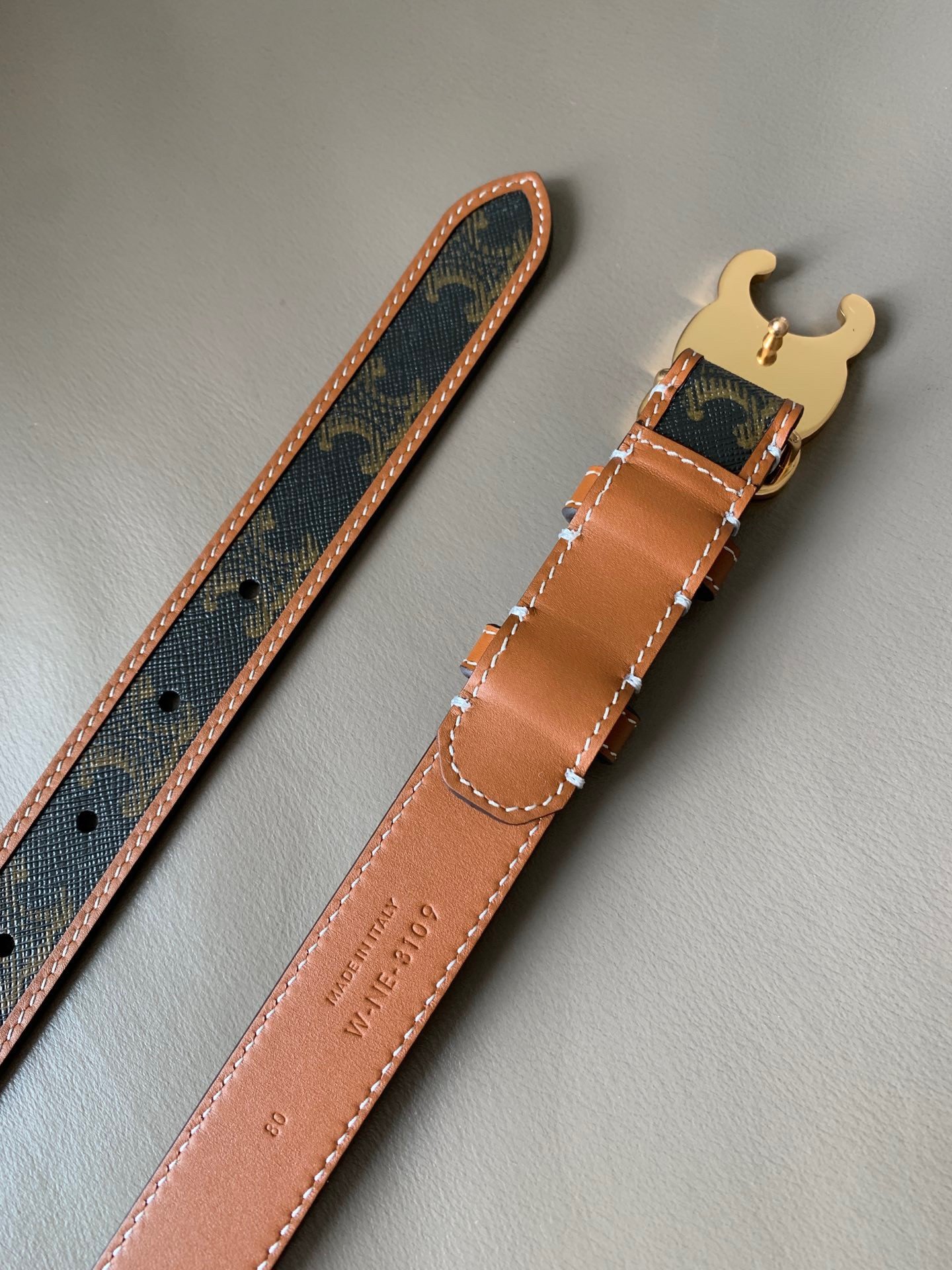 Celine Medium Triomphe Belt 25MM in Tan Triomphe Canvas