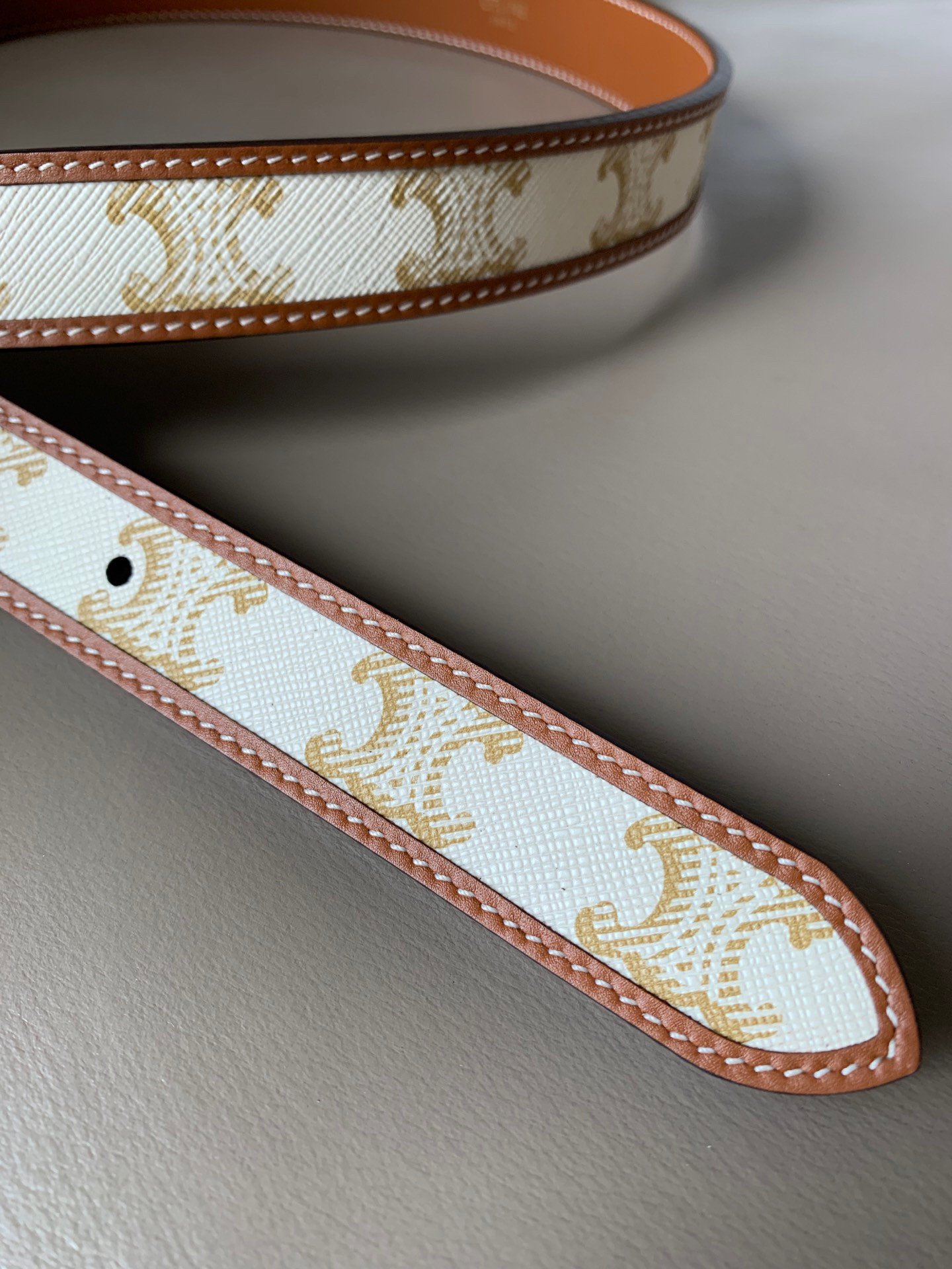 Celine Medium Triomphe Belt 25MM in White Triomphe Canvas