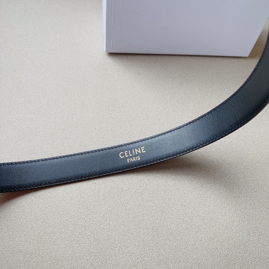 Celine Medium Western Belt 25MM in Black Calfskin