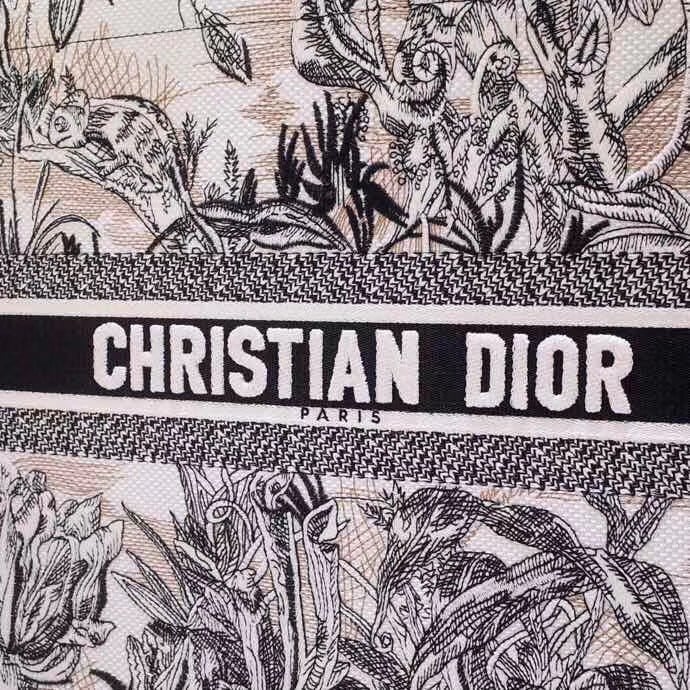 Dior Large Book Tote Bag In Toile de Jouy Carnivora Motif