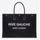 Saint Laurent Rive Gauche Tote Bag in Black Linen and Leather