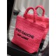 Saint Laurent Rive Gauche Tote Bag in Neon Pink Raffia Crochet