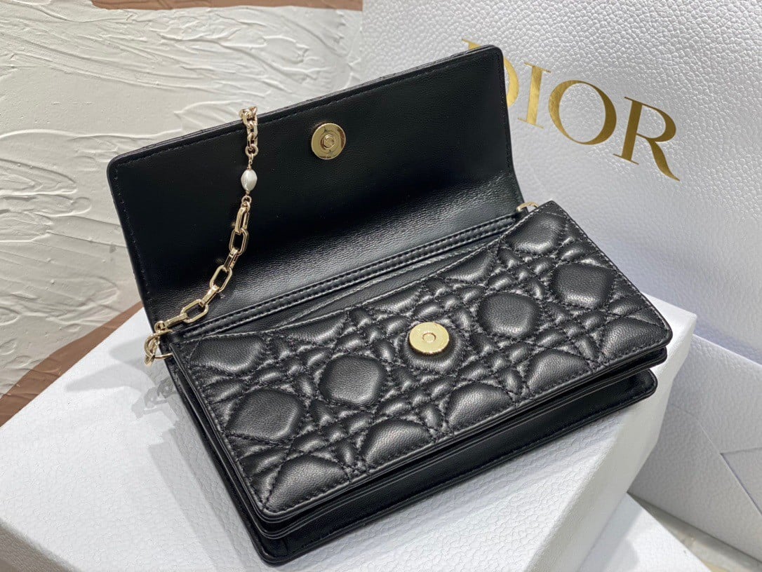 Dior Miss Dior Mini Bag In Black Cannage Lambskin