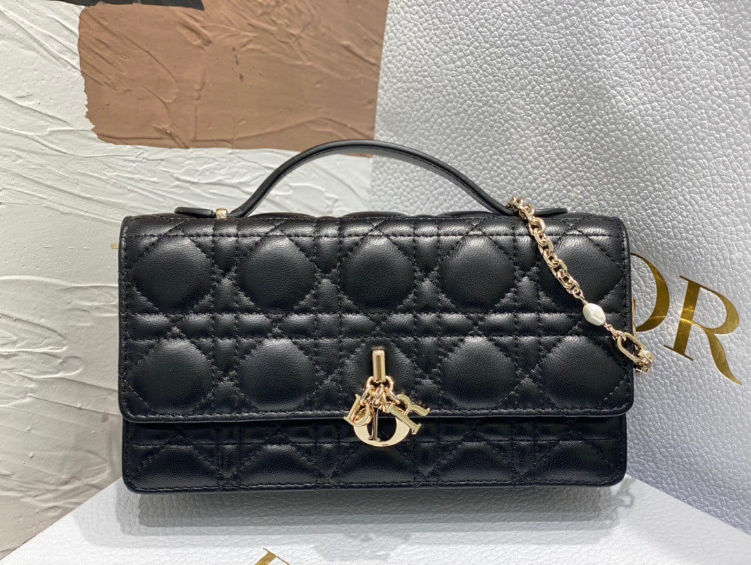 Dior Miss Dior Mini Bag In Black Cannage Lambskin