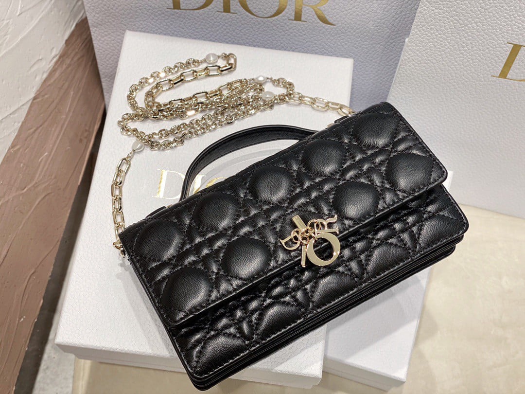 Dior Miss Dior Mini Bag In Black Cannage Lambskin