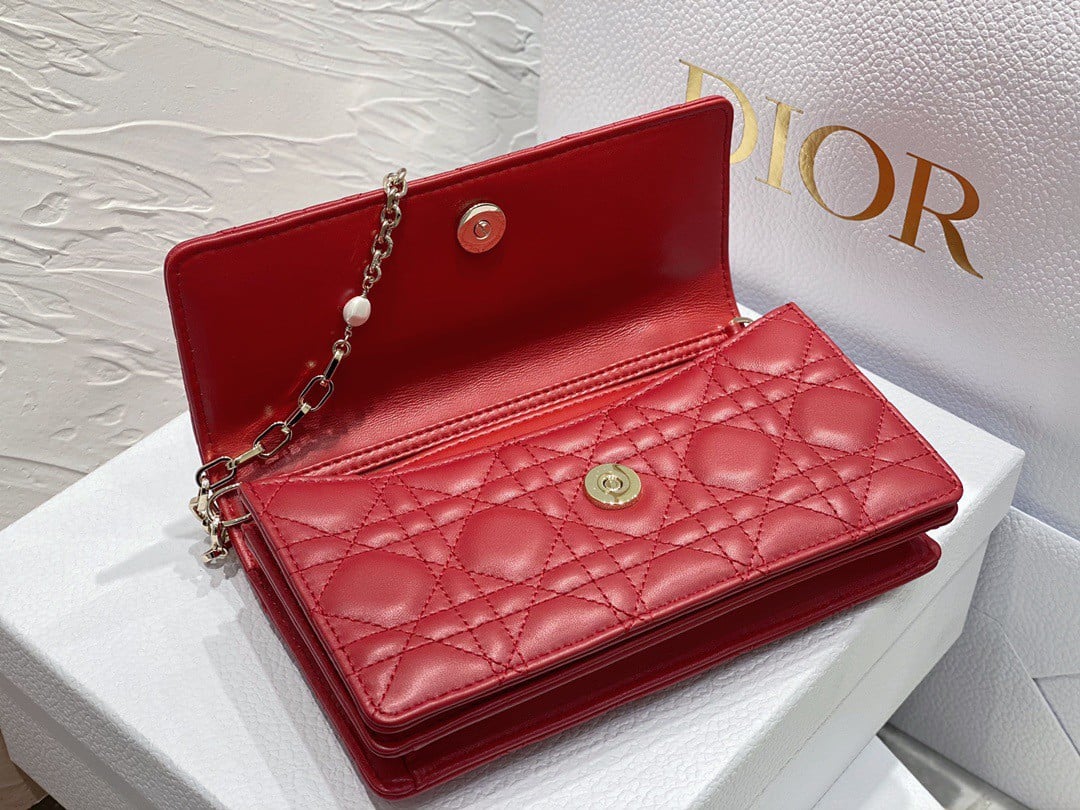 Dior Miss Dior Mini Bag In Red Cannage Lambskin