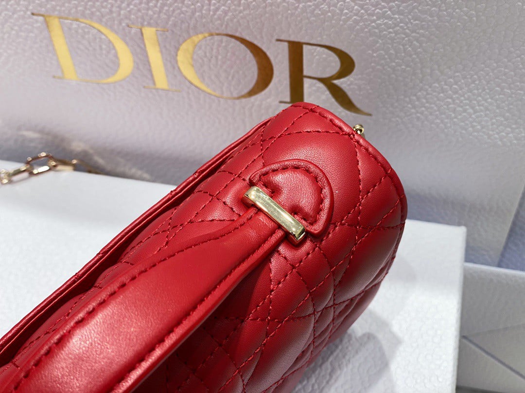 Dior Miss Dior Mini Bag In Red Cannage Lambskin