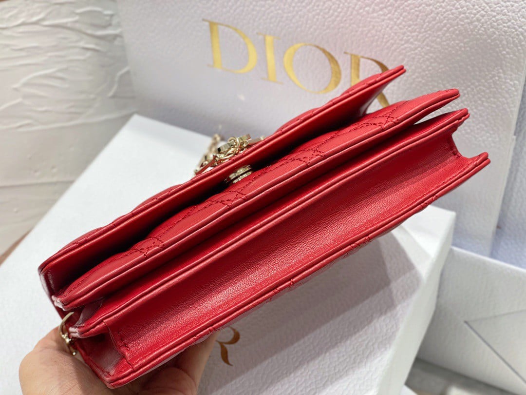 Dior Miss Dior Mini Bag In Red Cannage Lambskin