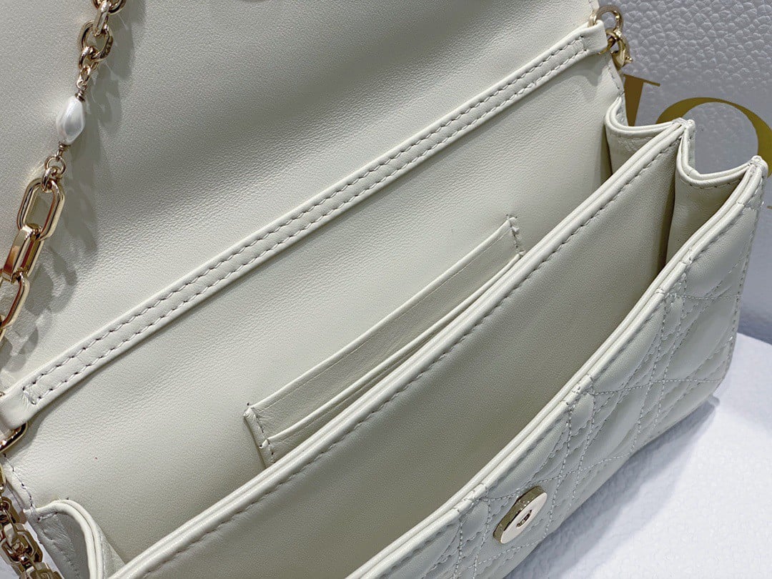 Dior Miss Dior Mini Bag In White Cannage Lambskin