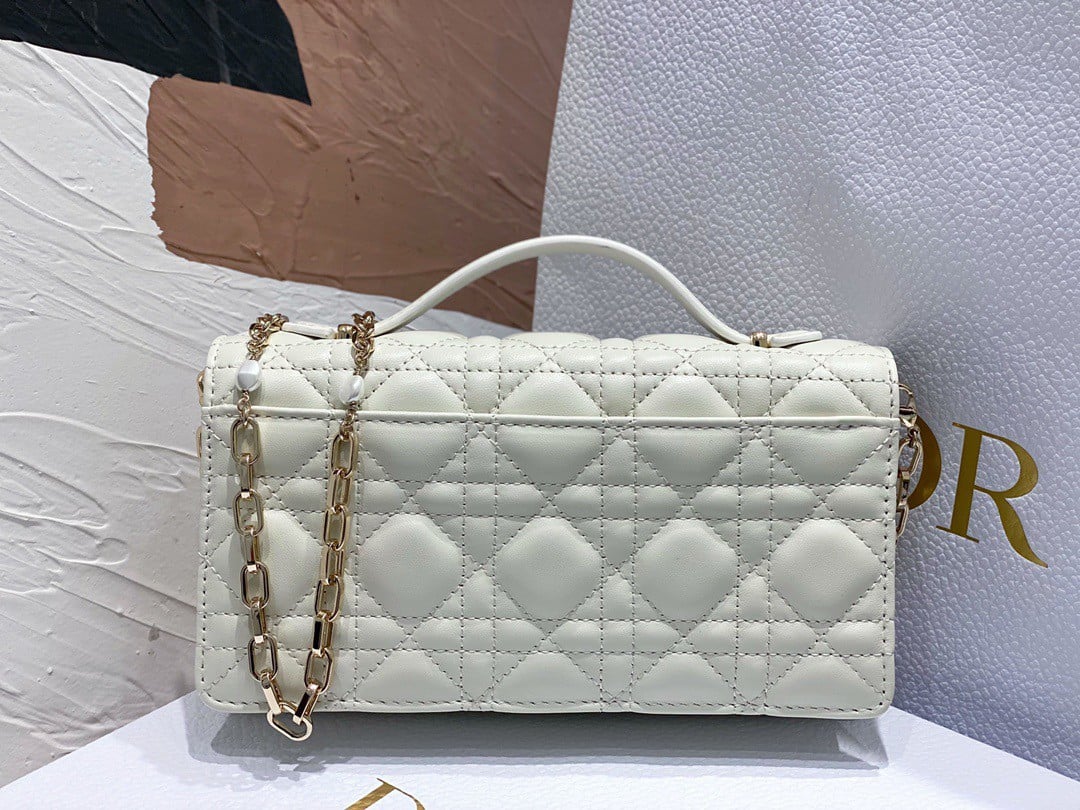 Dior Miss Dior Mini Bag In White Cannage Lambskin