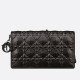 Dior Lady Dior Chain Pouch In Black Diamond Calfskin