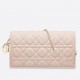 Dior Lady Dior Chain Pouch In Pink Cannage Lambskin