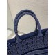 Dior Large Book Tote Bag In Blue Cannage Embroidered Velvet