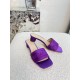 Dior Dway Heeled 35MM Slides in Purple Embroidered Satin and Cotton