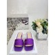 Dior Dway Heeled 35MM Slides in Purple Embroidered Satin and Cotton