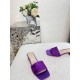 Dior Dway Heeled 35MM Slides in Purple Embroidered Satin and Cotton