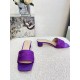 Dior Dway Heeled 35MM Slides in Purple Embroidered Satin and Cotton