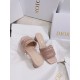 Dior Dway Heeled 35MM Slides in Blush Metallic Thread Embroidered Satin