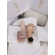 Dior Dway Heeled 35MM Slides in Blush Metallic Thread Embroidered Satin