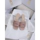 Dior Dway Heeled 35MM Slides in Blush Metallic Thread Embroidered Satin