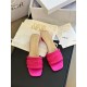 Dior Dway Heeled 35MM Slides in Pink Embroidered Satin and Cotton