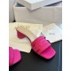 Dior Dway Heeled 35MM Slides in Pink Embroidered Satin and Cotton