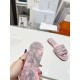 Dior Dway Slides in Pink Cotton with Toile de Jouy Sauvage Motif