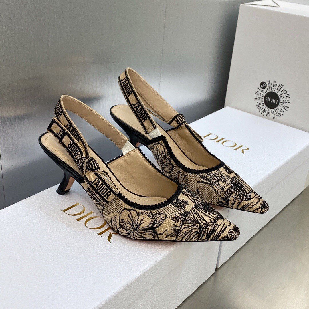 Dior J'Adior Slingback Pumps 65mm In Beige Toile de Jouy Voyage Motif