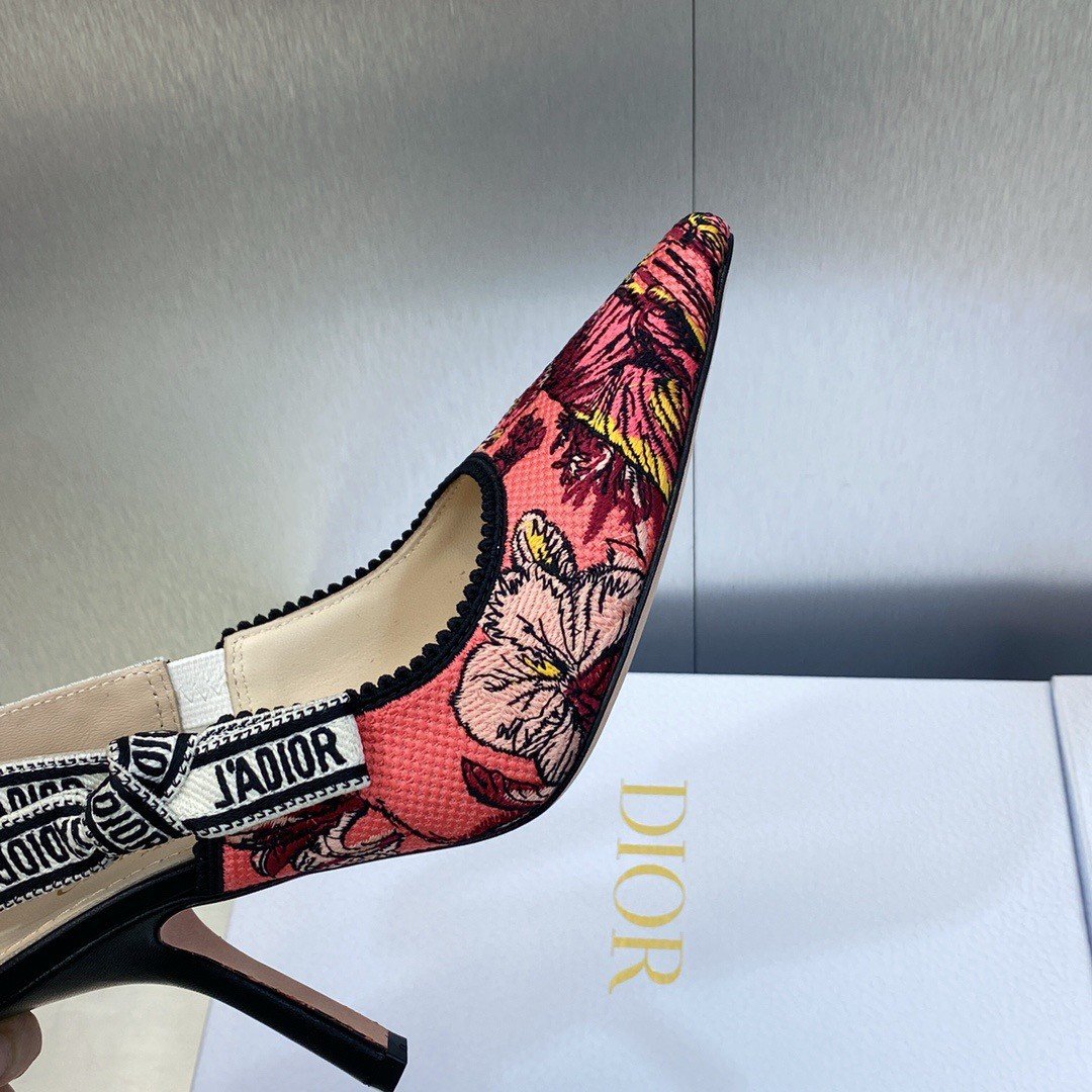 Dior J'Adior Slingback Pumps 100mm In Pink Toile de Jouy Voyage Motif