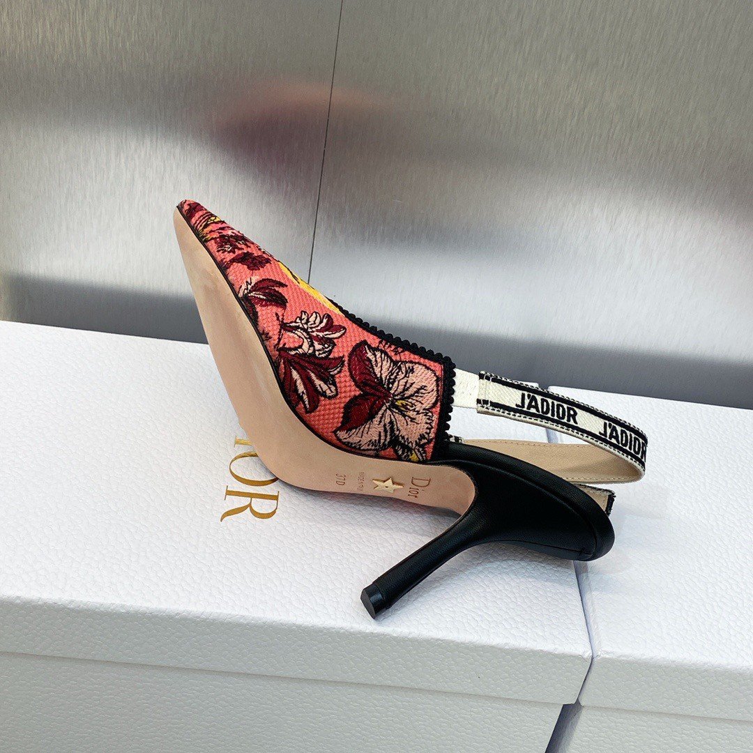 Dior J'Adior Slingback Pumps 100mm In Pink Toile de Jouy Voyage Motif