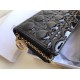 Dior Lady Dior Chain Pouch In Black Patent Cannage Calfskin