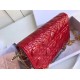 Dior Lady Dior Chain Pouch In Red Patent Cannage Calfskin