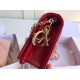 Dior Lady Dior Chain Pouch In Red Patent Cannage Calfskin