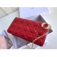 Dior Lady Dior Chain Pouch In Red Patent Cannage Calfskin