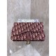 Dior Saddle Chain Pouch In Bordeaux Dior Oblique Jacquard