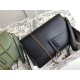 Dior Saddle Chain Pouch In Black Grained Calfskin