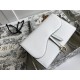 Dior Saddle Chain Pouch In White Grained Calfskin