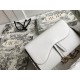 Dior Saddle Chain Pouch In White Grained Calfskin