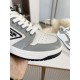 Prada District Sneakers in White and Grey Calfskin