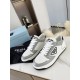 Prada District Sneakers in White and Grey Calfskin