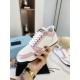 Prada District Sneakers in White and Pink Calfskin