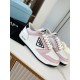 Prada District Sneakers in White and Pink Calfskin