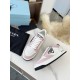 Prada District Sneakers in White and Pink Calfskin