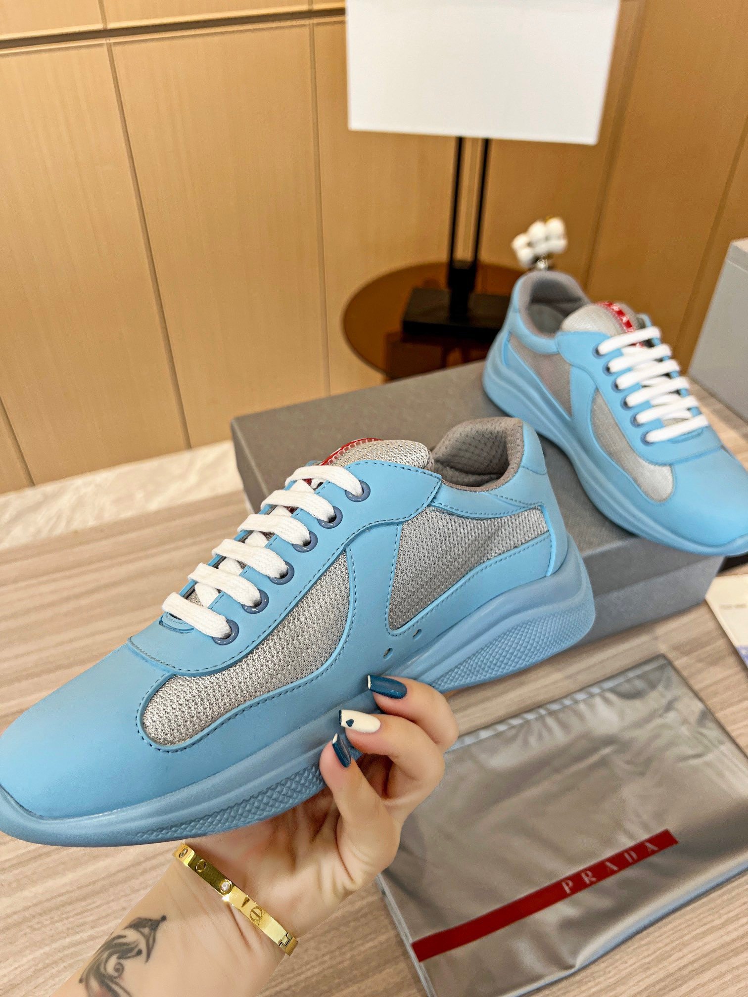 Prada America's Cup Sneakers in Blue Rubber and Bike Fabric