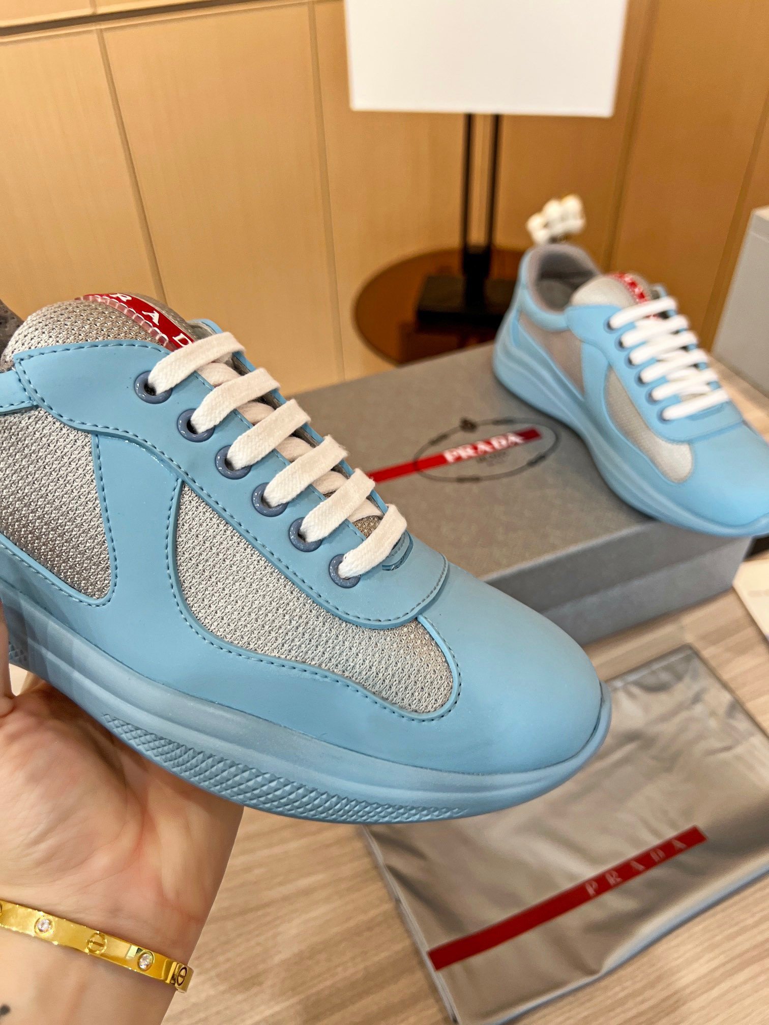 Prada America's Cup Sneakers in Blue Rubber and Bike Fabric